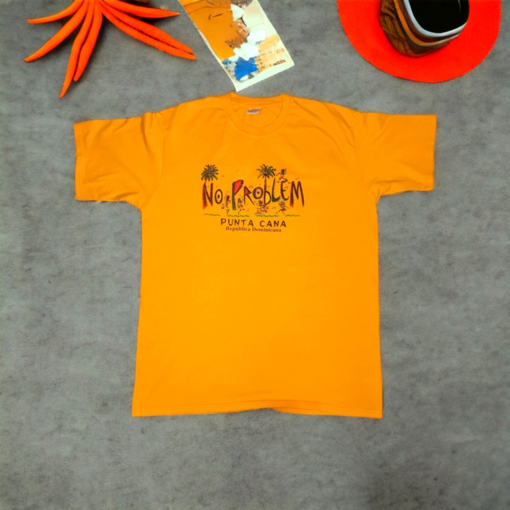 Men's Yellow Punta Cana Vacation Printed T-Shirt, Size XXL